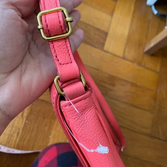 J. CREW HANDBAG TILLARY PURSE NEON CORAL LEATHER CROSSBODY - CLUTCH - Picture 9 of 10